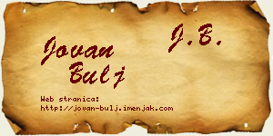 Jovan Bulj vizit kartica